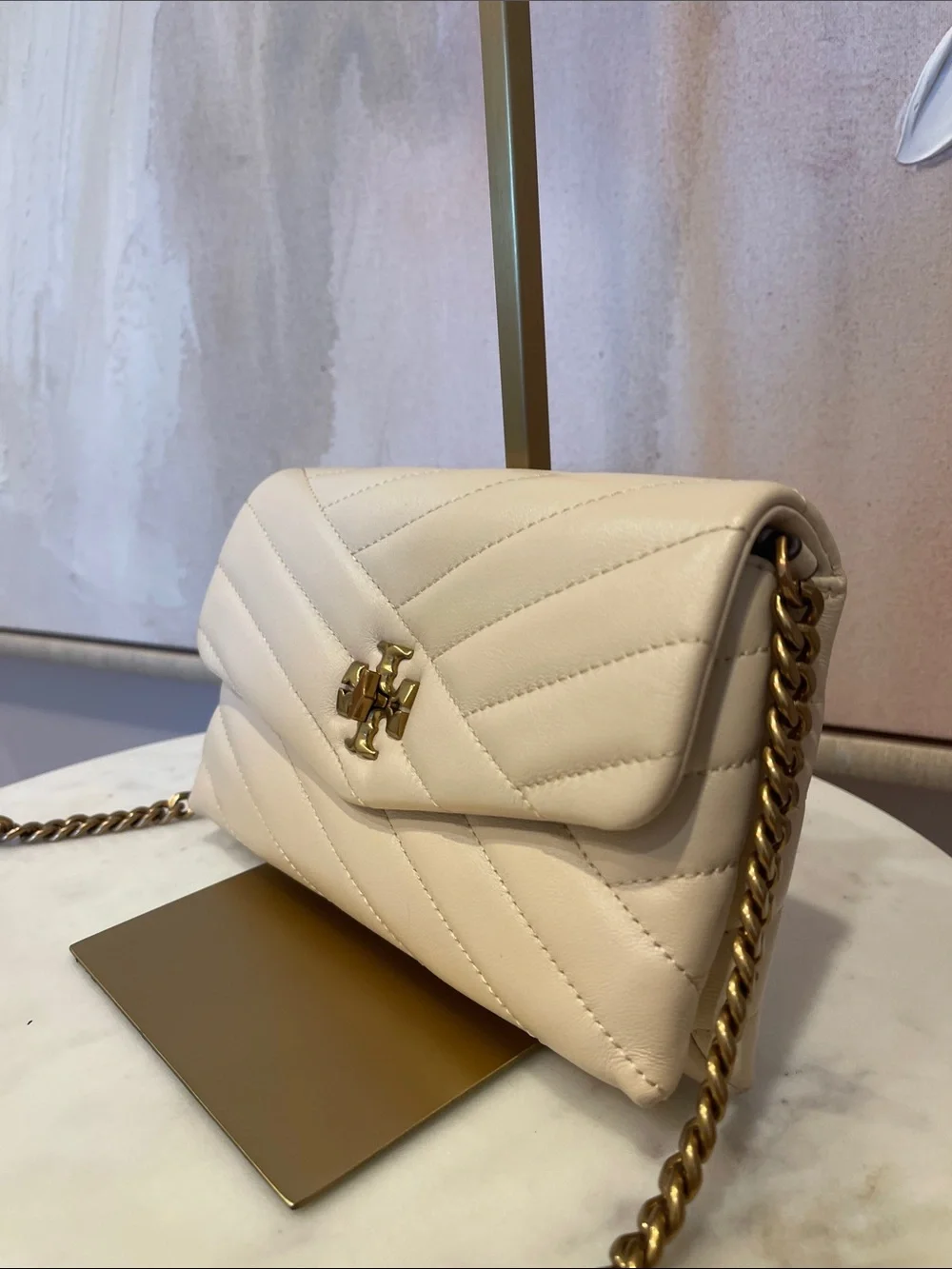 Tory Burch Cream Kira Chevron Crossbody Bag